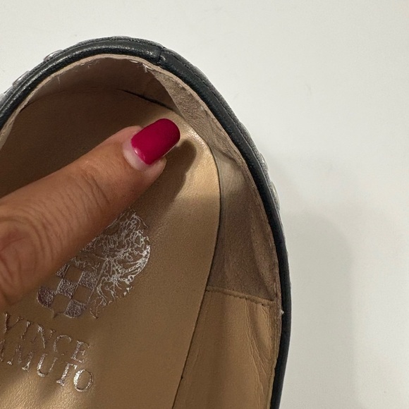 Vince Camuto Black Leather Silver Studded Slip-On Sneakers, Shoes w Rubber Sole - Picture 9 of 12